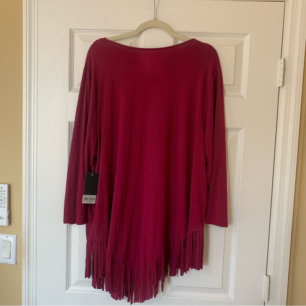 Investments Slim Factor Long Sleeve Rich Red Blouse - Picture 6 of 9